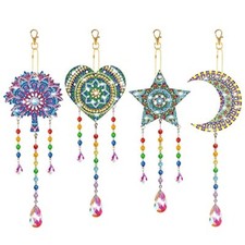 4 Pack Diamond Painting Suncatcher, Diamond Painting Wind Chimes Double Style 1