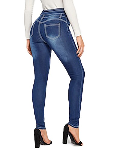 Jeans vita alta modello skinny pantalone denim aderente vita alta - Picture 3 of 3