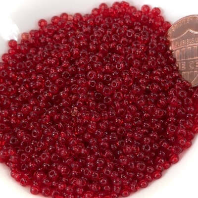 Rocailles 10/0 2.3mm Ruby Red Transpar Preciosa Czech Glass Seed Beads 30g CS016