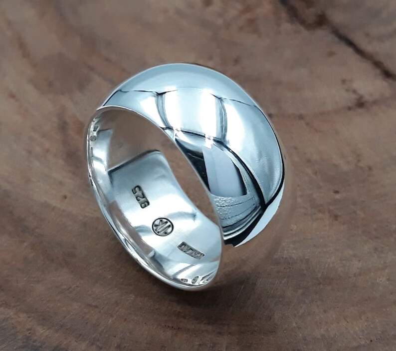 Dome Ring Wide 925 Sterling Silver Band &Statement Ring Handmade Ring ...