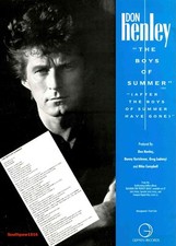 1984 Don Henley "The Boys Of Summer" Song Release Industry Promo Reprint Ad