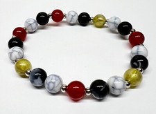 bracciale con pietre dure 6mm bianco nero rosso verde uomo fatto a mano donna