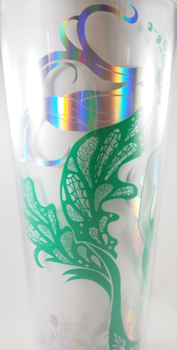 Starbucks Christmas White Green Holographic Siren Mermaid Straw Cold Cup 24oz - Picture 4 of 10