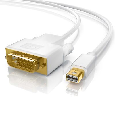 Mini DisplayPort Stecker auf DVI Stecker Adapter PC Mac FullHD 1080p HDCP 5,0m
