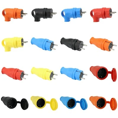 TP ELECTRIC Stecker Kupplung Schutzkontakt Gummikupplung Gummistecker Gummi IP44 NEU