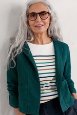 Seasalt Women's Jacket - Teal Country Lane Linen Jacket - Regular - Dark Wreckag