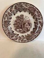 Spode Archive Col. Brown Dinner Plate - Farmhouse/Cow - MINT