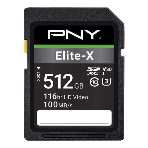 512GB PNY Elite X SD Card Class 10 U3 V30 4K Video HD Photography Memory