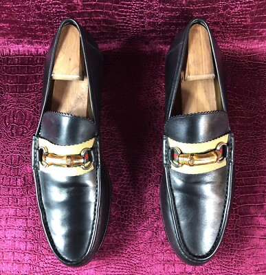 $1,125 Mens Black Leather Gucci Bamboo Loafers Sz 10.5 US  display picture 3