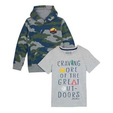 NWT Boy's Eddie Bauer Youth Camo Hoodie  Tee Shirt 2 Piece Set Sz Medium 10-12