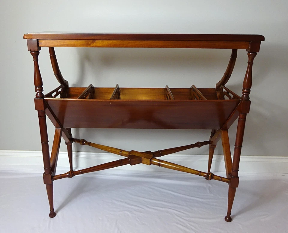 Antique Victorian Revival Aesthetic Movement Style Mahogany Bookstand Trough - Image 2 of 4