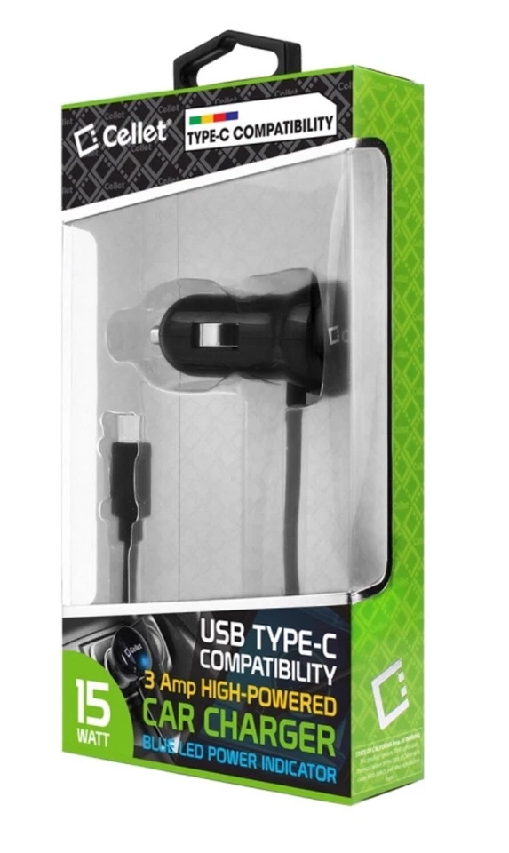 CELLET High Powered Car Charger For USB Type C Devices, 3A, 3 Ft Cord, Black - Image 4 of 4
