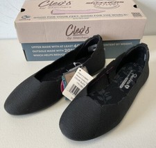  NEW Skechers Cleo  s Size 6M Scallop Collar Skimmer, Black Flats Memory Foam