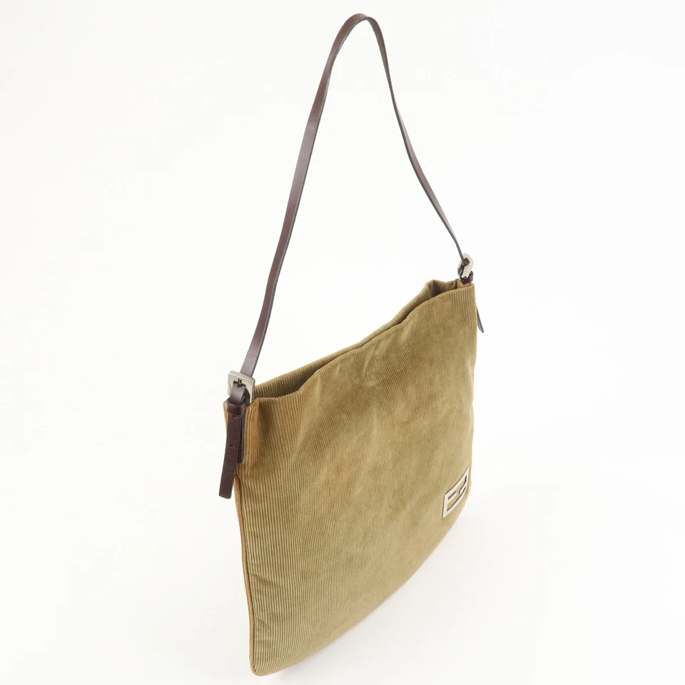 Bolso de Hombro FENDI Pana Cuero Marrón 26733 Auténtico Usado Envío Gratis Foto 4 de 4