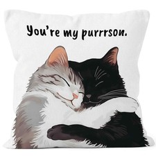 Funny Cats Valentine Throw Pillow Cover 18x18 Gifts for Cat Lovers, You're My...