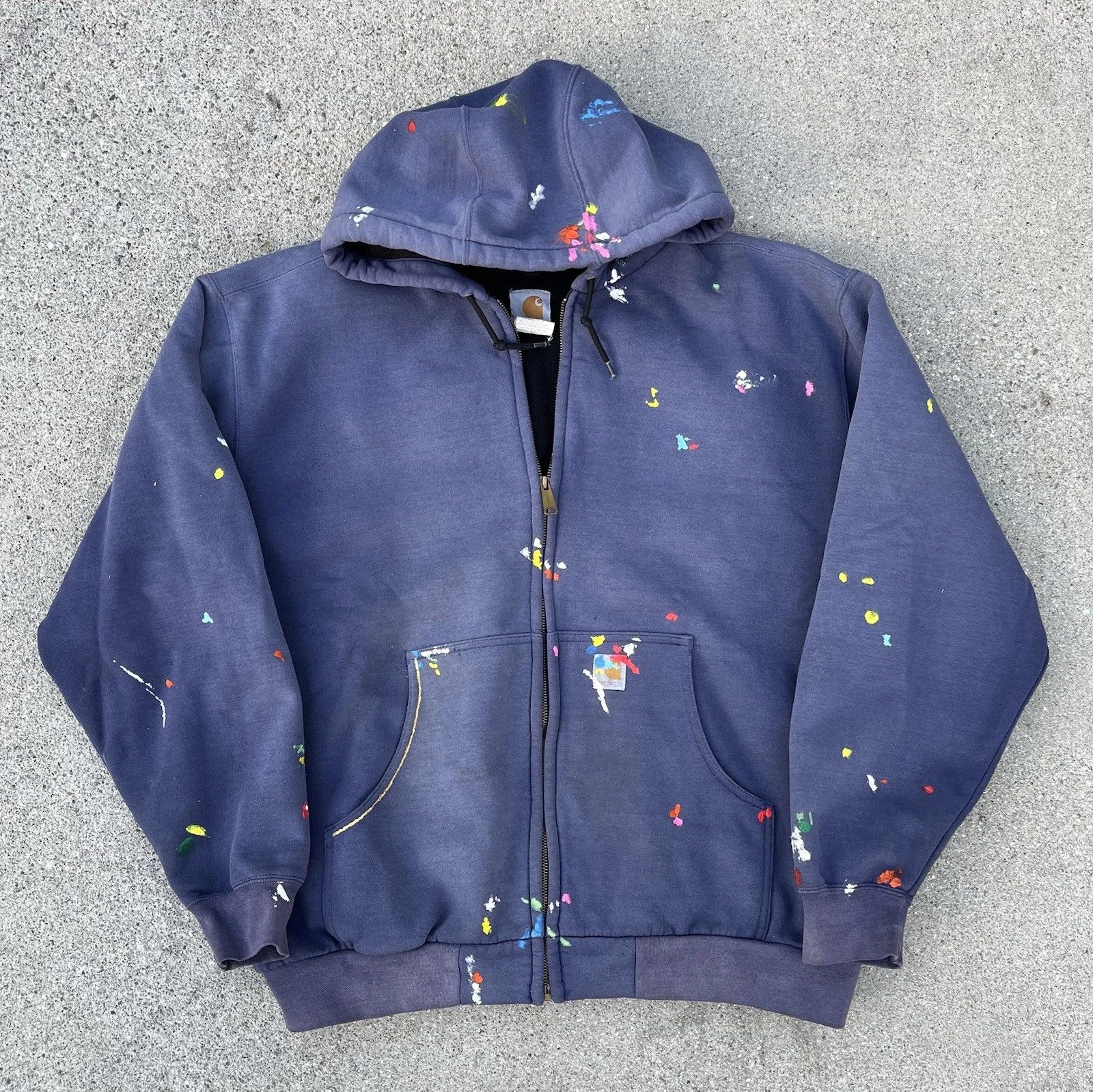 Vintage Custom Carhartt Hoodie Sun Fade Distressed Jacket Thermal
