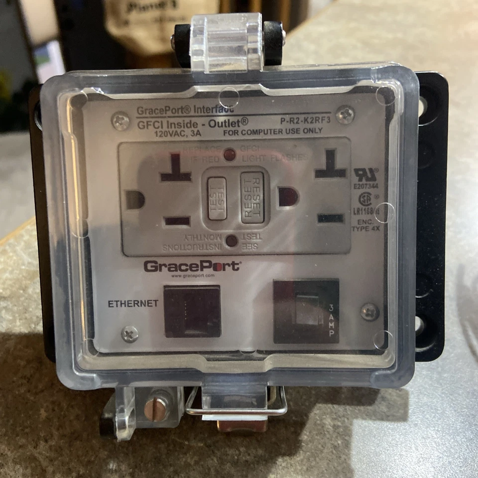 Grace Port Interface Gfci Inside Outlet 120 Vac Three Amp With Ethernet - Image 2 of 4