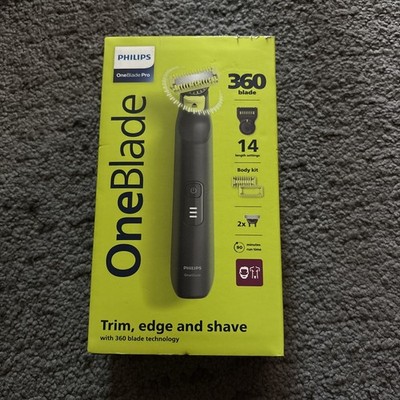 Philips OneBlade Pro 360 Trim Edge & Shave Face/Body Kit, Wiederaufladbar, 14