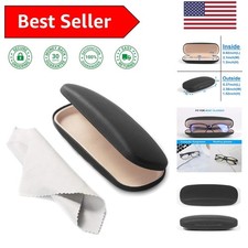 Modern Black Hard Shell Eyeglasses Case with Soft Linen Lining - 6.69 Inches