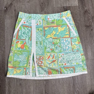 Lilly Pulitzer Women s 2 Just Add Lemon Coastal Print Fish Zip Skort