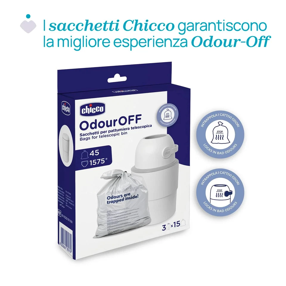 Chicco Mangiapannolini Telescopico Controlla Odori Compatto, Smaltimento Pannoli - Bild 2 von 4