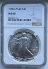 1986 Silver Eagle - NGC MS69 - First year of issue!