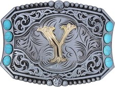 Turquoise Belt Buckle Western Cowboy Rodeo Initial Letters ABCDEFG to Z Belt Buc