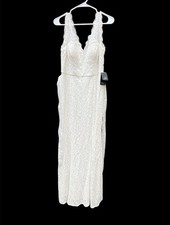 NWT Adrianna Papell Women's Long Sleeveless Gown w/ Illusion Wedding Gown Sz 10