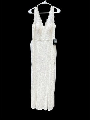 NWT Adrianna Papell Women's Long Sleeveless Gown w/ Illusion Wedding Gown Sz 10