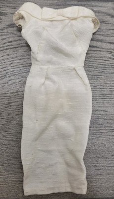 VINTAGE BARBIE WHITE SILK SHEATH PAK DRESS ONLY 1962 1963 VHTF #A9