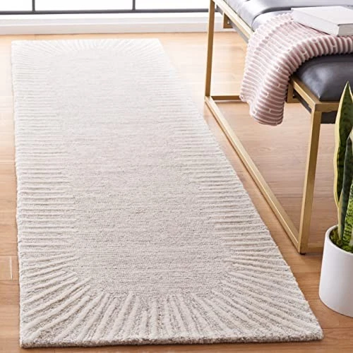  Abstract Collection Runner Rug - 2'3" x 8', Natural & Ivory, Handmade Wool,  - Image 3 of 4