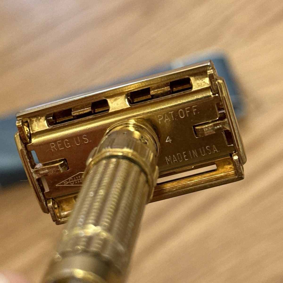 Vintage 1960 Gillette Toggle Adjustable Gold Safety Razor F4 With