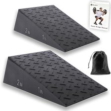 Squat Wedge Block with Guide for Heel Elevated Squat Weightlifting Slant Black