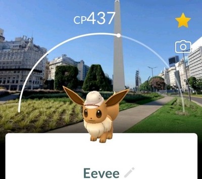 Pokemon Go/Eevee mit Bueno Aires/Argentinien Hintergrund/Safari Event 2025