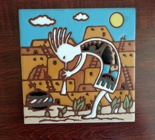 VINTAGE EARTHTONES KOKOPELLI SOUTHWESTERN TILE TRIVET
