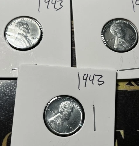 Lot Of 3 VF 1943 penny steels WW2
