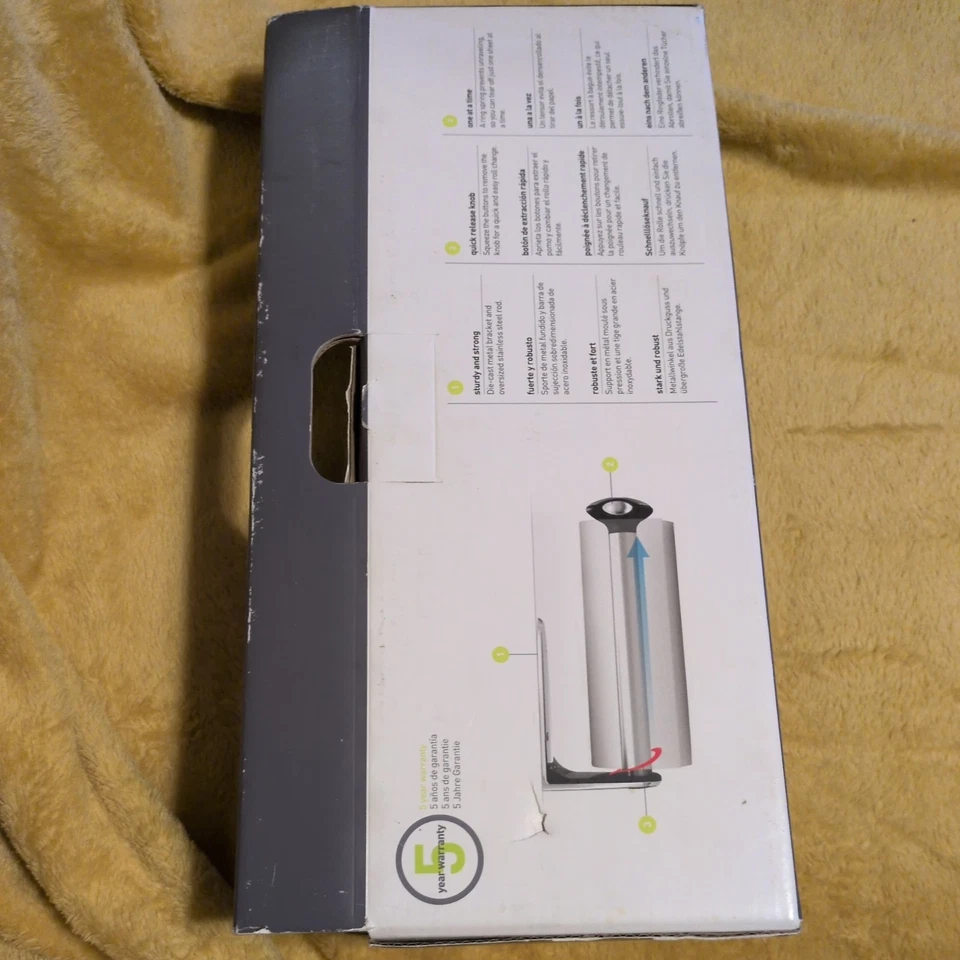 Toallero de papel de montaje en pared de acero inoxidable humano simple NUEVO Foto 3 de 4