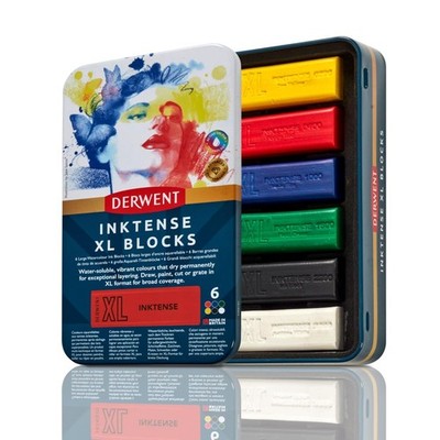 Inktense XL Blocks 6 Tin, Set of 6, 60mm Extra-Large Block, Water-soluble, Id...