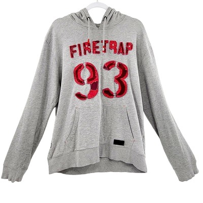 Firetrap 93 Stitched Light Gray Pullover Long Sleeve Hoodie Sweater Men s Sz XXL