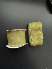 Green & Gold Christmas Ribbon 2.5 in