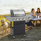 Propane Grill 3 Burner Barbecue Grill Stainless Steel Gas Grill with Side Burner