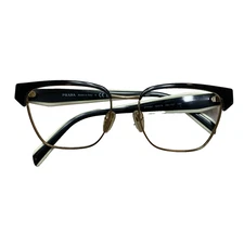 Prada VPR 65Y Eyeglasses White Black 53-18-140 Half Rim 18A-101