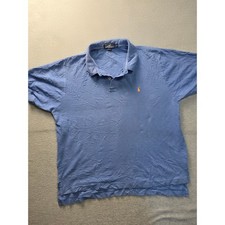 Polo Ralph Lauren Mens Short Sleeve Cotton Polo Shirt Blue Orange Pony Large