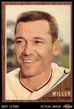 1962 Topps #155 Stu Miller Normal Tint Giants COMMON VARIATION 4 - VG/EX