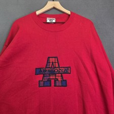 Lee Arizona Wildcats Sweatshirt XL Red Plaid Embroidered Made in USA Vintage 90s