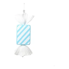 Vickerman 18.5" Baby Blue Rectangle Striped Candy Ornament.