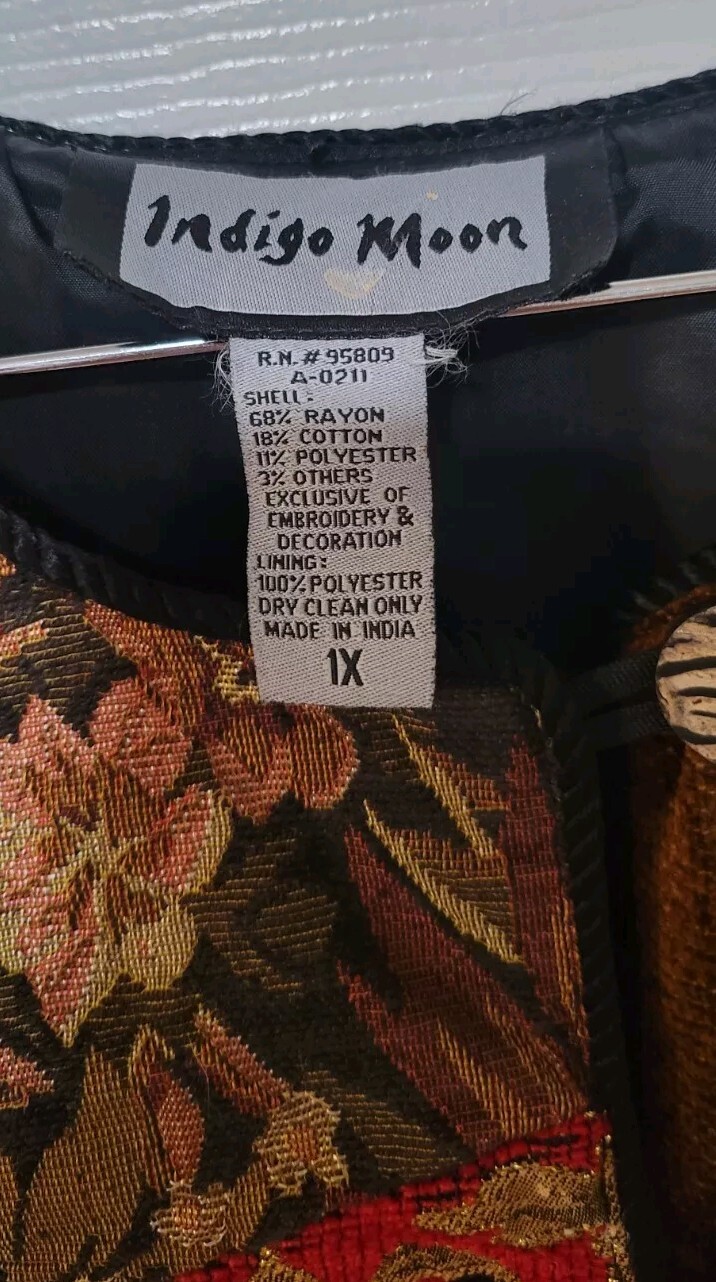 Indigo Moon Patchwork Statement Jacket Blazer Tap… - image 3