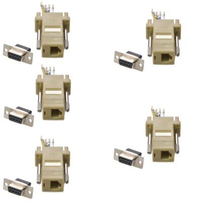 5 Pack DB9 Female RS232 to RJ11 RJ12 6P6C 6 Wires Telephone Modular Adapter