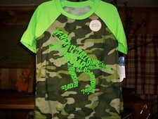 WONDER NATION BOYS T REX DINOSAUR GLOW IN THE DARK SHIRT AND SHORT PAJAMA XS 4-5