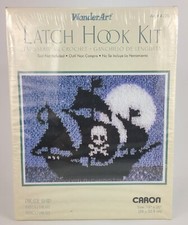 Pirate Ship Latch Hook Kit WonderArt 15" X 20" Sealed Wall Art Cushion Tabletop